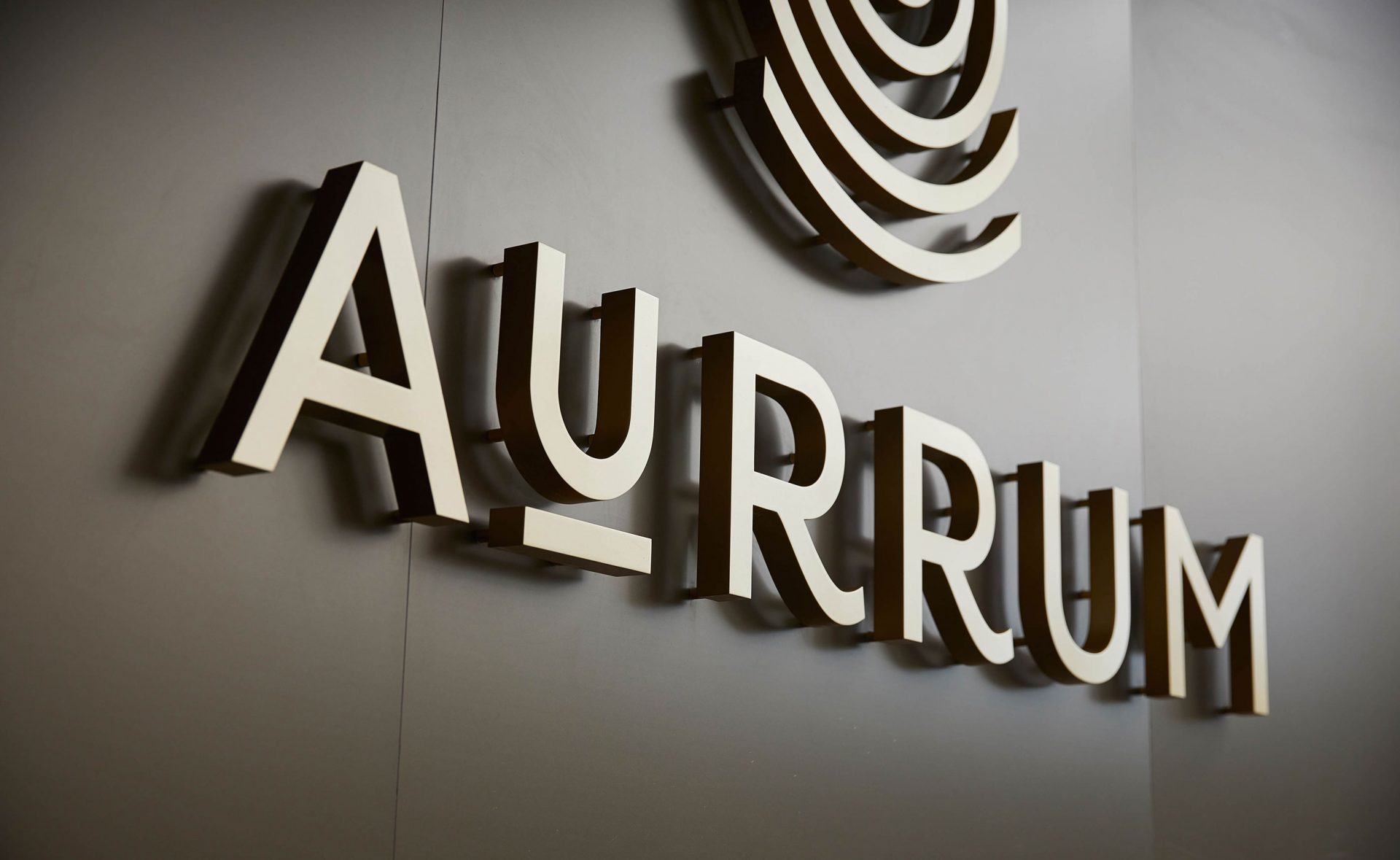 Aurrum Logo Design Signage