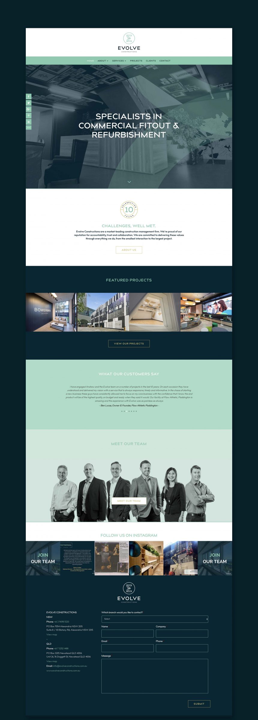 Evolve Constructions Website Design