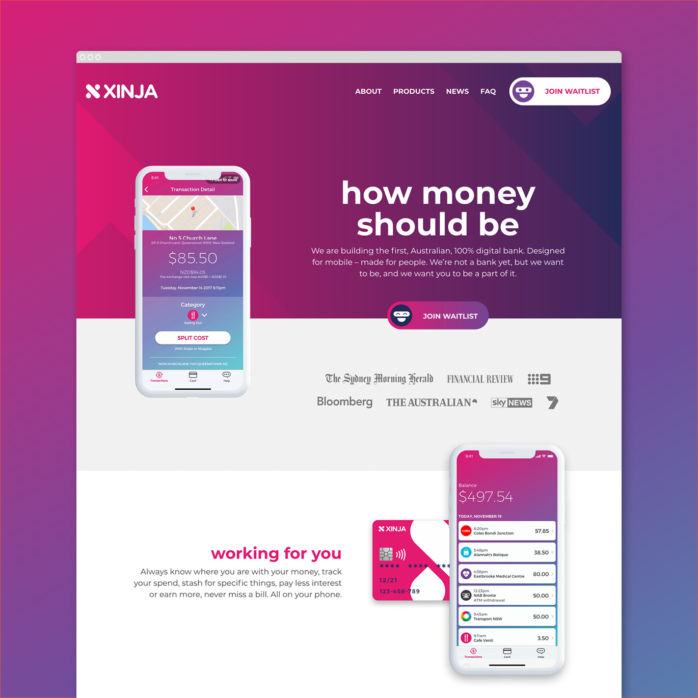 Xinja Website by Squeeze Creative