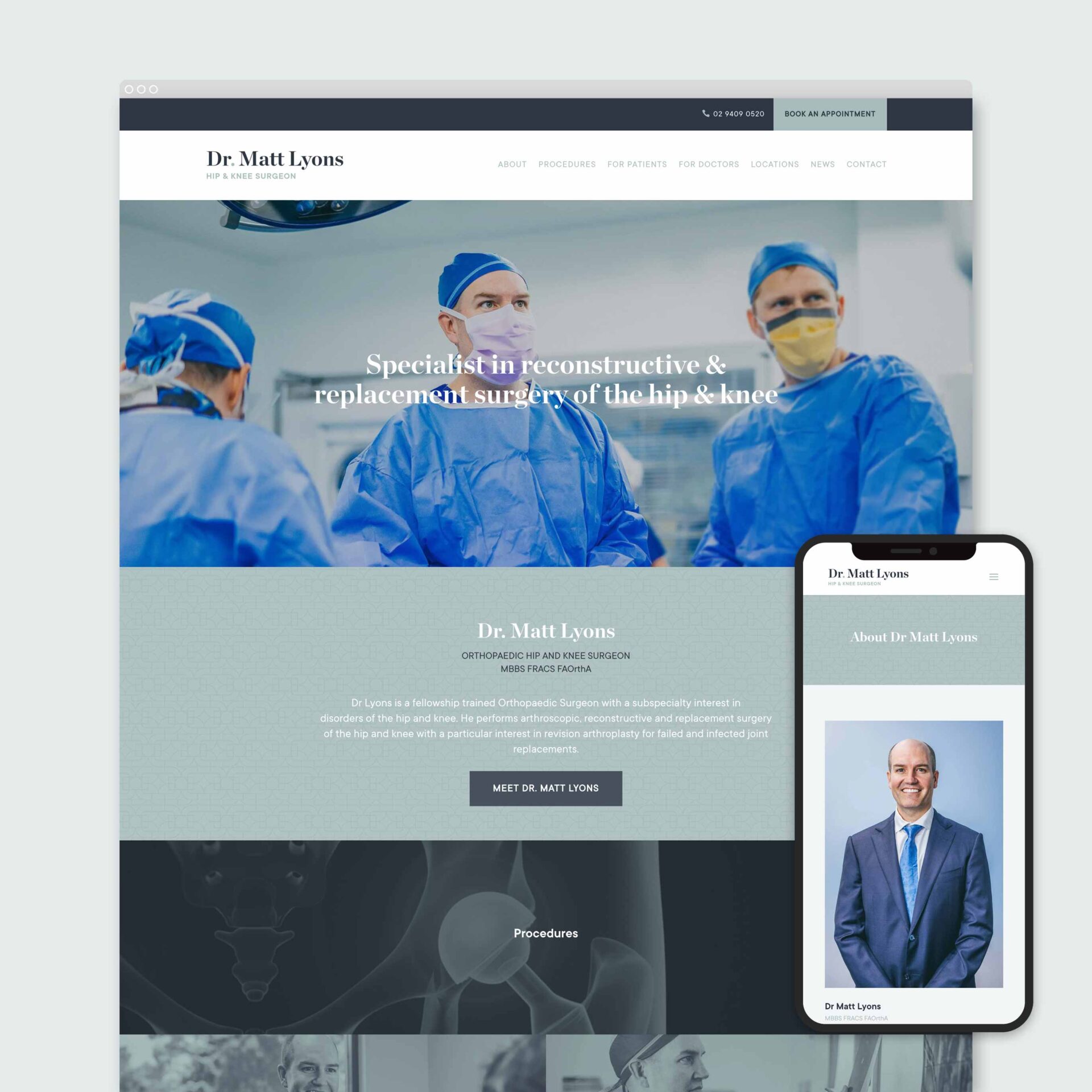 website design for orthopaedic Surgeon