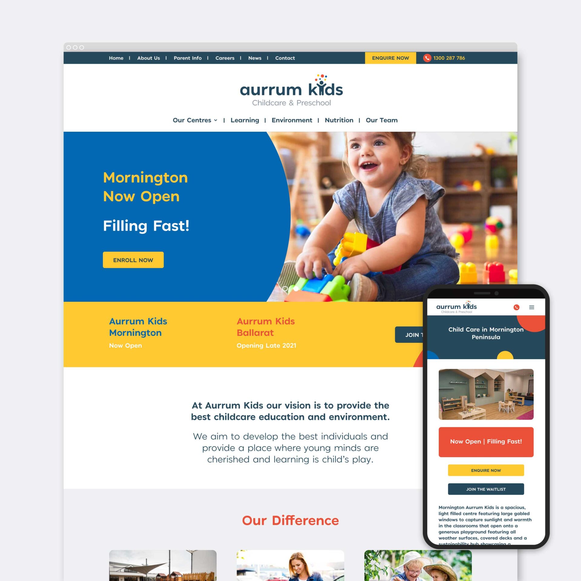 Website design and development for Childcare and Preschool